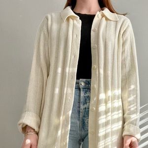 Vintage Cream Sweater Button Up